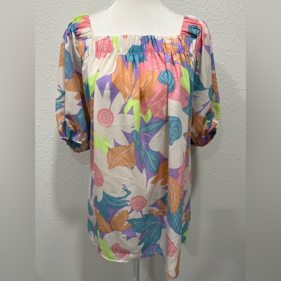 ENTRO Square Neck Floral Top EUC - Picture 2 of 8